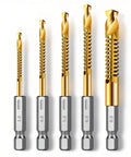Titanium Coated HSS Twist Drill Bit Set for Woodworking With Hex Shank, 5 Piece Sizes 1/8 In, 5/32 In, 3/16 In, 1/4 In, 5/16 In