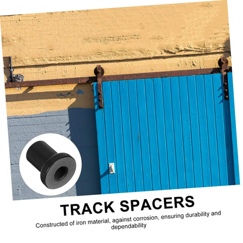 Four Pack Sliding Barn Door Track Spacers And Wall Track Connectors For Durable Support And Reliable Rolling Ideal Replacement Hardware For Barn Doors Garages Basements And More with a blue sliding door.
