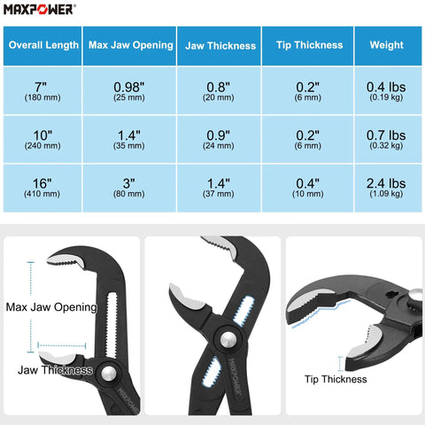 Three Piece Water Pump Pliers Set Grip Ready With Push Button Quick Adjustment 7 Inch 10 Inch And 16 Inch Tongue And Groove Pliers For Plumbing DIYers Homeowners HVAC Pros Heavy Duty Adjustable Pliers Kit With Carrying Bag
