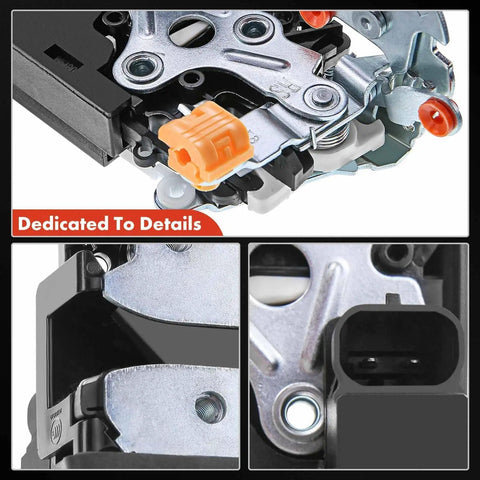 Close-up of Door Lock Latch Actuator for Cadillac Escalade and Chevy Silverado front right passenger side replacement, 2000-2011 models.