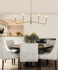Dope 4 Light Linear Chandelier In Brushed Gold For Modern Farmhouse Kitchens And Dining Rooms Kitchen Island Lighting Over Table