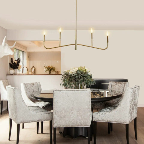 Dope 4 Light Linear Chandelier In Brushed Gold For Modern Farmhouse Kitchens And Dining Rooms Kitchen Island Lighting Over Table