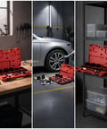 Tough As Nails Durable Heavy Duty Carbon Steel Bearing Puller Kit For Your Front Wheel Hub Removal Press Screw Adapter Rings Sleeves Plates Cups Pros Rip Bearings Out No Sweat Without Breaking Steering Joints On Any Ride Just Fix It Fast, red case open