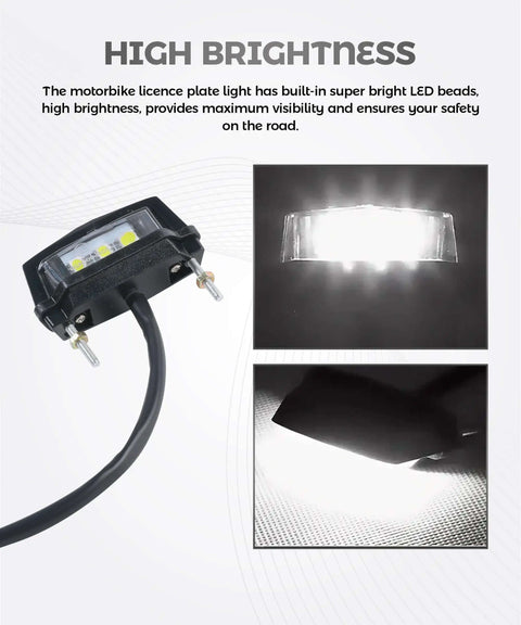 Bright LED Motorcycle License Plate Light Upgrade for Universal Motorbike Waterproof Rear Brake Tail Lamp Assembly