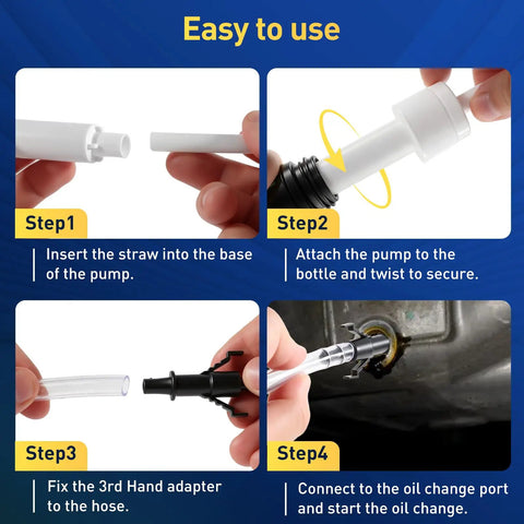 Step by step guide for using Heavy Duty Fluid Transfer Pump For 28 MM Quart Bottles With Flex Hose And Dual Tubes.