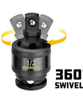 1/2 Inch Drive Impact Universal Joint Socket Adapter Swivel With 360 Degree Rotation And 30 Degree Angled Access, Chrome Moly Beefy Impact Grade, Flexible For Tight Spaces, Works With Standard Ratchets Extensions And Tools, 360 swivel