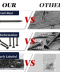 Comparison of Heavy Duty Six By One Five Eighth Drywall Screws And Wood Fasteners Featuring Top Shelf Anti Rust Coating 1022A Carbon Steel against others.