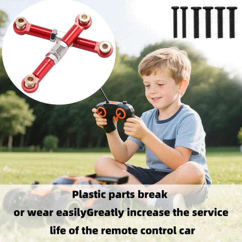2Pc Beefed Up Metal Steering Linkage Set For 1 To 14 Scale RC Cars Rock Solid Tie Rod And Pull Rod Arm Replacement For MJX Hyper Go H14BM 14209 14210 Red Aluminum Steering Linkage Accessories, red aluminum RC steering linkages with screws