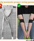 Swing Correcting Arm Band 4 Pack Elastic Golf Swing Trainer For Right And Left Handed Players No Chicken Wing Improve Tempo Arm Sync And Consistency Easy Swing Aid For Beginners And Pros Black showing proper swing posture compared to incorrect posture with visual guide.