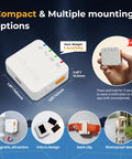 Compact Real Time GPS Vehicle Tracker With Five Second Live Updates For Cars Trucks And Fleet Management, showcasing multiple mounting options.
