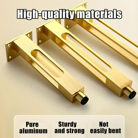 Adjustable Metal Furniture Legs 4 Pack, Heavy Duty Aluminum Alloy Support Feet, Gold Finish, showing high-quality materials.