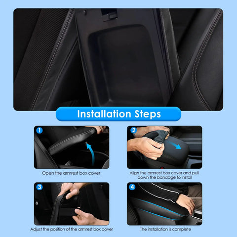 Installation steps for Mazda CX 30 Center Console Cover Leather Armrest Protector Waterproof And Anti Scratch Black Carbon Fiber Finish