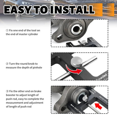 Brake Booster Adjustment Tool With Magnetic Push Rod For Master Cylinder And Braking Distance Tuning Dialed In Brakes Precision Brake Response Enhancer For Automotive Tools Easy Setup Durable Build Realistic No Fuss Brakes Adjustments in black