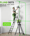 Man using 2 Plumb Dots And Cross Line Laser Level With 180 Degree Wide Angle 2 In 1 Green Self Leveling Laser Tool for cabinet installation