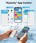 Hands using a 9 In 1 Smart Water Tester With App Monitoring, Digital Water Test Kit for various water parameters with app interface.