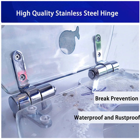 High quality stainless steel hinge of Vibrant Purple Round Resin Toilet Seat With Embedded Sea Shells, Hella Smooth Slow Close Metal Hinge.