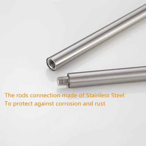 Close-up of the Brushed Nickel Adjustable Towel Bar 24 Inch Expandable 4 Piece Bathroom Hardware Set wall-mounted rod connection.