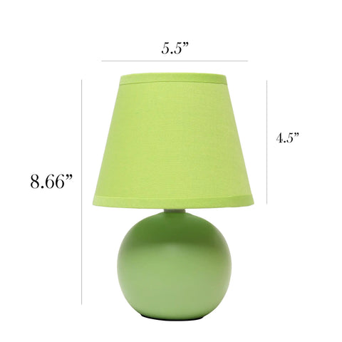 Yellow Mini Ceramic Globe Table Lamp With Matching Fabric Shade, Cozy Dorm Vibe Or Living Room Accent Light, 8.66 Inch Tall, 5.51 Inch Shade Diameter, Uses One 40W Equivalent E12 Bulb Not Included