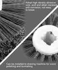 Heavy Duty 4.72 Inch Mingzhe 320# Abrasive Wire Polishing Wheel for wood burnishing, showcasing high density wire bristles.