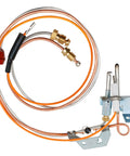 Front view of pilot assembly replacement kit for natural gas water heater with copper tubing and mounting bracket