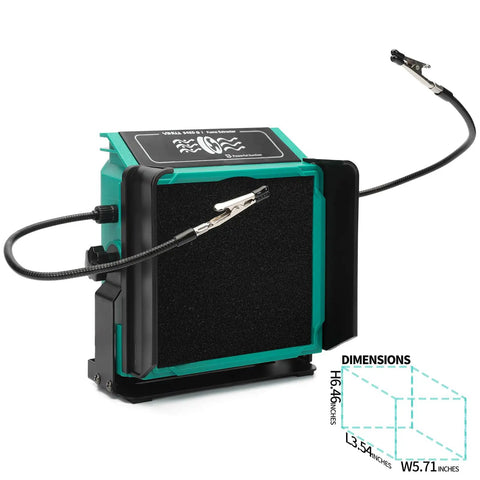 Solder Fume Extractor With Tiltable Stand And Flexible Helping Hands, 8 Extra Filters; smoke absorber, DIY air cleaner, dimensions 6.46x5.71x3.54 inches.