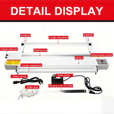 High Octane Acrylic And Pvc Plastic Bender With No Fuss Water Pump Cooling And 1000 Watt Carbon Fiber Heater detail view showing adjustments and features.