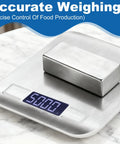 Precision Digital Kitchen Scale With 0.1g Accuracy, 11 Lb And 5 Kg Capacity, Backlit LCD, Stainless Steel Tare Scale in use.