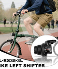 Three Speed Left Twist Shift Lever For 3 Speed Front Derailleur SL-RS35-3L on a folding bike, cyclist in park