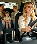 Zero Drama 12V And 24V Ride Along Electric Kettle Straight For Your Center Console shown in car with family enjoying a road trip.