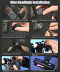 Step-by-step guide for installing Beefed Up 2500LM Bike Light For Night Riding With Garmin And GoPro Mounts on handlebars