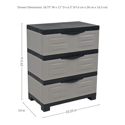 Space Saving 3 Tier Resin Storage Cabinet With Drawers For Garage Office Home And Laundry Room Gray With Charcoal Trim