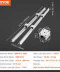 Heavy Duty SBR16 Linear Rail Slide Kit with Eight Smooth Sliding Blocks 31 Inch 800mm Guide Shafts dimensions and details