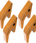 4 Piece Backhoe Bucket Teeth Adapter Set For U43792 Series Excavators And Skid Steers, alloy steel, yellow finish.
