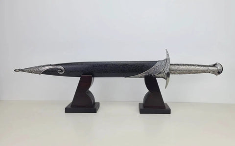 Sturdy Dope Wood Katana Stand Display For Home Or Office Dope Japanese Samurai Sword Holder with ornate dagger on stand