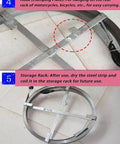 Hook for clamping the steel drain cleaner strip for easy carrying. Kick Stubborn Clogs To The Curb With Heavy Duty Manual Steel Drain Cleaner Strip For Floor Drains And Sewer Pipes Rust Resistant Flat Unclogging Tool To Yank Out Grease Buildup And Yard Debris Fast.