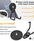 Dope Heavy Duty Magnetic Hooks 2.59 Inch Diameter with Anti Slip Rubber Base shown with components and no installation tools needed.