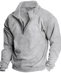 Mens Cozy Fleece Hoodie Sweatshirt With Ultra Plush Soft Fleece, Quarter Zip Stand Collar, Contrast Inner Lining, Windproof Long Sleeve Pullover, Big And Tall Size, Gray