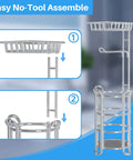 Assembly guide for Free Standing Toilet Paper Holder With Shelf For Phone, Chrome Bathroom Storage Rack Dispenser