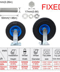 Heavy Duty Rubber Wheel Casters With Pneumatic Tires And Swivel Brake showing fixed design, solid rubber tires, and galvanized brackets.