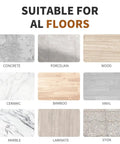 Image showing various floor types suitable for use with Adjustable 55 Inch Outdoor Broom For Pet Hair Removal And Heavy Duty Floor Cleaning Indoors And Outdoors A Real Workhorse For Garage Patio Snow And Industrial Use With Split Tip Bristles, including concrete, porcelain, wood, ceramic, bamboo, vinyl, marble, laminate, and ston.