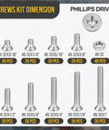 Flat Head Nuts And Bolts Set 220 Piece Assortment Kit With Silver Hardware Includes Thread Size Six By Thirty Two Screws In Lengths Three Sixteenths To One Half Inch Perfect For Home Auto And DIY Projects, #6-32 flat head screws and nut sizes