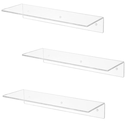 Set Of 3 Premium Clear Acrylic Floating Wall Shelves Modern Display Rack Home Decor Flex Your Dope Memorabilia With Dead Simple Wall Mounting Setup Versatile