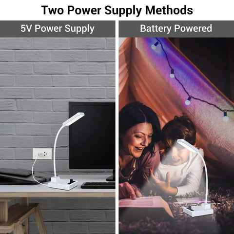 Two power supply methods for DIY Soldering Practice Kit To Build Your Own LED Desk Lamp, Rechargeable Gooseneck Light With Adjustable Brightness