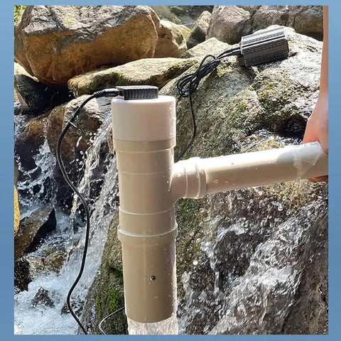 Spiral Hydroelectric Generator 50W Vertical PM Generator for Outdoor Emergency Power USB DC Charging 1-15V in stream.