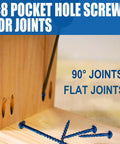 Exterior Pocket Hole Screws 1-1/4 Inch, 70 Pc Size 8 Coarse Thread in wood joint setup