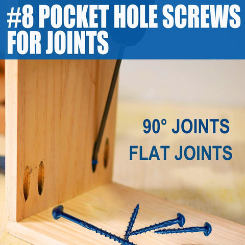 Exterior Pocket Hole Screws 1-1/4 Inch, 70 Pc Size 8 Coarse Thread in wood joint setup