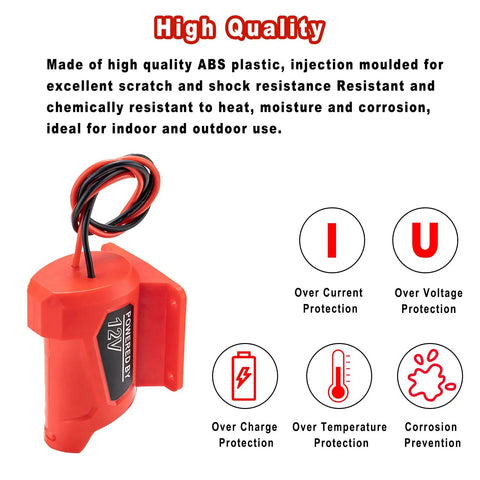 Power Battery Adapter Wheel For 12V M12 Battery With 14 Gauge Connector, Easy Snap On Install, high-quality ABS housing