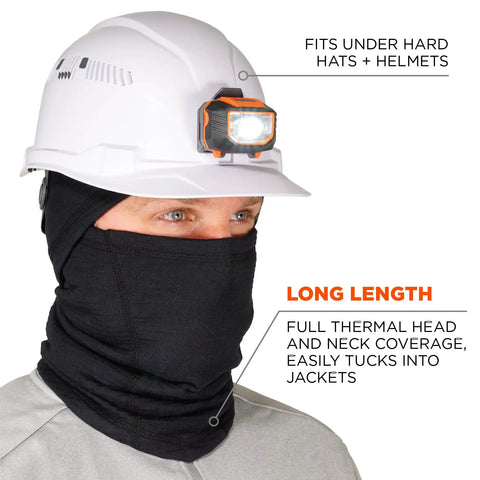 Person wearing Winter Balaclava for Cold Weather Fire Resistant FR Compliant Meets ASTM F1506 and NFPA 2112 Arc Rated