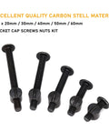 Built Different M6 Hex Socket Cap Bolts And Slotted Barrel Nuts Assortment Kit For Crib Cot Bed Furniture Hardware Screw Replacements With No Sweat Setup In Classic Black Finish, five black carbon steel bolts in various lengths.