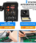 2 In 1 Hot Air Rework Soldering Station Kit With Rapid Heat Up, Dual Independent Control, Auto Sleep And Calibration for PCB work